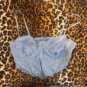 Lace Longline Bralette - Light Blue